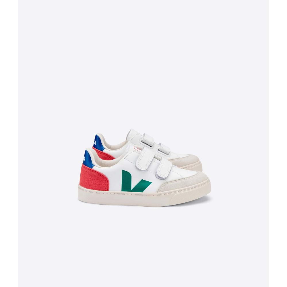 Veja V-12 LEATHER Sneakers Kinderen White/Red | NL 883FDN